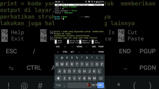 01 - Membuat File Python Pertama dan Variable Data - TERMUX ANDROID смотреть онлайн