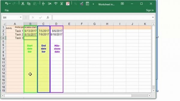 Excel-based Gantt chart (think-cell tutorials)