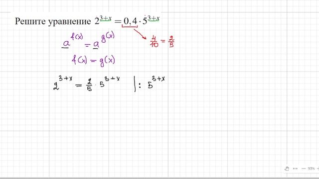 Задание 5 ЕГЭ профиль 2023 Показательное уравнение тип 2 смотреть онлайн