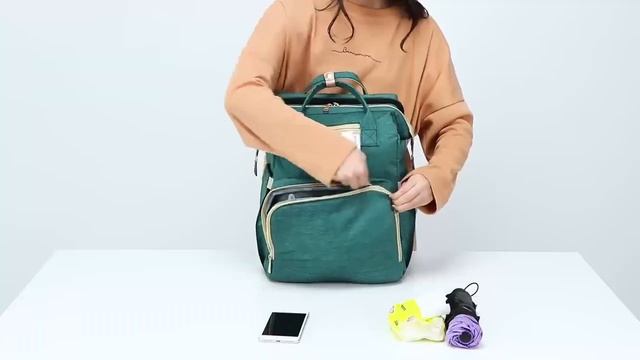 Baby Portable Bed Diaper Bag Backpack Bassinet with Stroller Straps for Travel смотреть онлайн