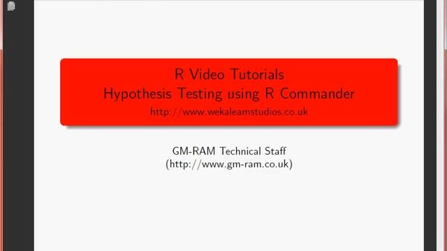 R Commander Hypothesis Testing смотреть онлайн