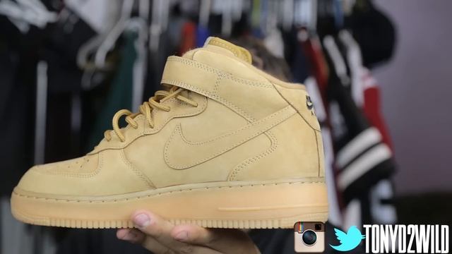 Nike Air Force 1 Mid "Flax" "Wheat" w/ On Foot смотреть онлайн