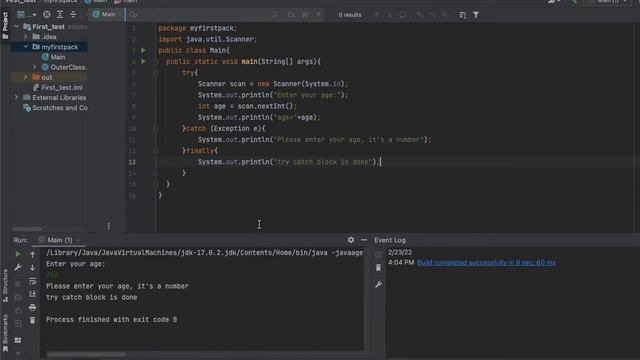 try catch in Java смотреть онлайн