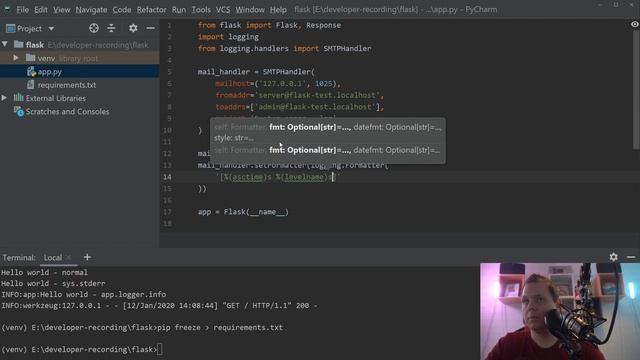 Python - Flask - Email logging errors to system administrator or developer смотреть онлайн