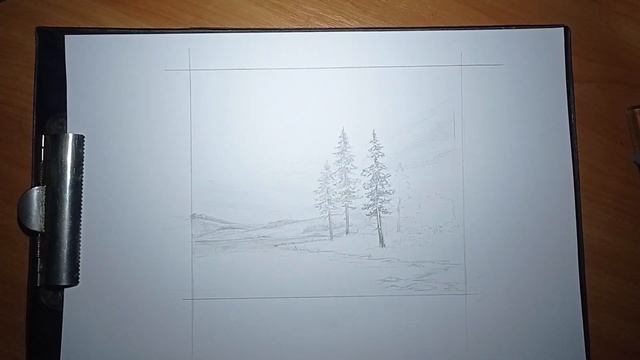 Эскиз - Ели у реки. Pencil sketch - Fir trees by the river смотреть онлайн