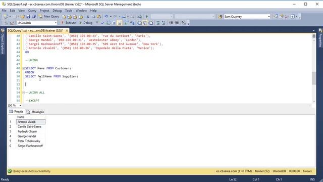 Видео курс Transact SQL. Урок 9. Операторы работы с наборами. Представления смотреть онлайн