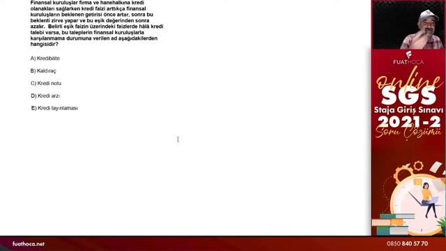 Fuathoca.net | SGS 2021-2 Sınav Soru Çözümü - CANLI