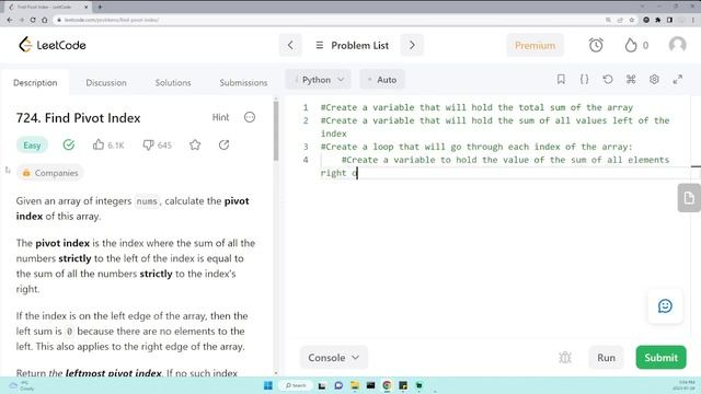 724. Find Pivot Index - Java LeetCode Solution смотреть онлайн