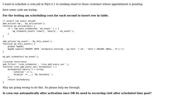 Wordpress: How do i schedule cron in wordpress for each second? смотреть онлайн