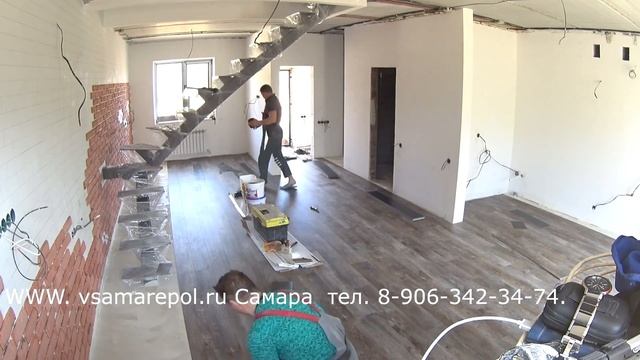 Укладка ПВХ, кварц виниловой плитки. 55 м.кв. за 10 минут ( 3,5 часа) смотреть онлайн