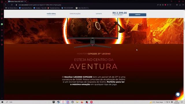 Monitor 240hz AOC Legend C27G2ZE, Vou ficar melhor por causa do monitor? смотреть онлайн