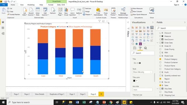 20 - 100 % Stacked Column Chart in Power Bi Desktop смотреть онлайн