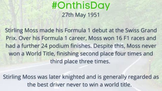 On this day 27th May 1951 - Stirling Moss made his Formula 1 debut at the Swiss Grand Prix смотреть онлайн