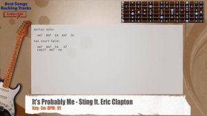 🎸 It's Probably Me - Sting ft. Eric Clapton Guitar Backing Track with chords and lyrics