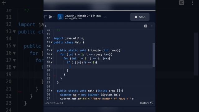 Java 54 • Printing Zero One Traingle Patterns in Java • Alpha Batch Problem смотреть онлайн