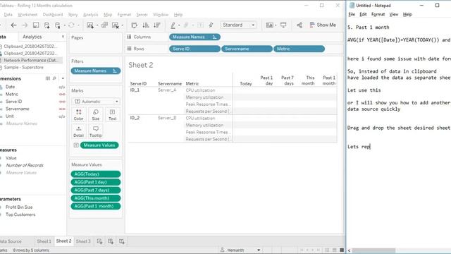 Tableau - Date calcuation Past 1 day 1 week 1 month and current month || Replace data sources смотреть онлайн