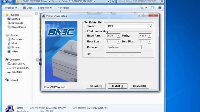 Ethernet Printer Setup