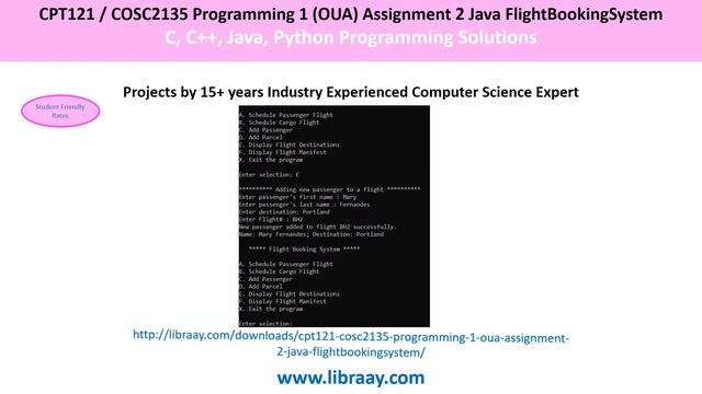 CPT121 / COSC2135 Programming 1 (OUA) Assignment 2 Java FlightBookingSystem смотреть онлайн