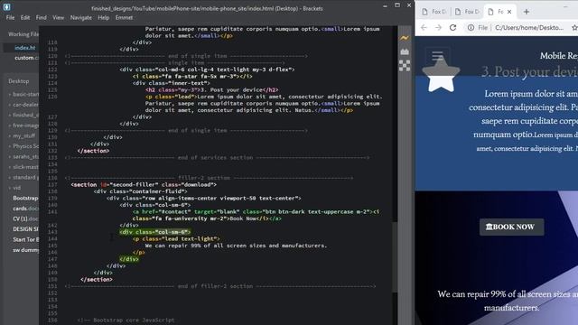 bootstrap 4 mobile filler 2 section html смотреть онлайн