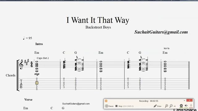 I Want It That Way - Backstreet Boys guitar lesson (tabs, melody & chords) смотреть онлайн