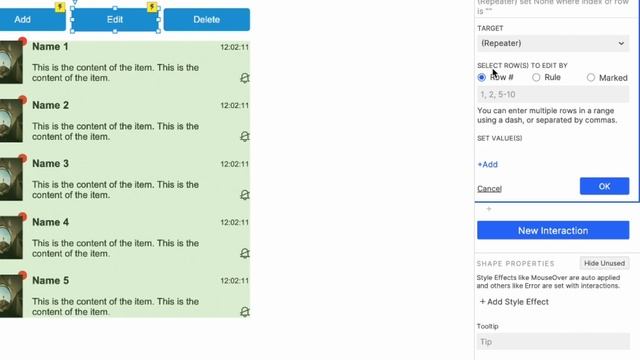 Axure RP 10 and UX design core skills course - 12.3 Dynamically adding, editing, and deleting rows смотреть онлайн