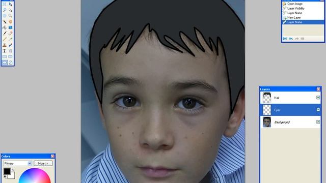Paint.NET. Tracing: How to fill in the Hair, Eyebrows and Eyes layers смотреть онлайн