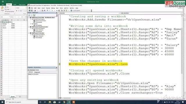 Workbooks : Create New, Save, Save As, Open, Close, Delete смотреть онлайн