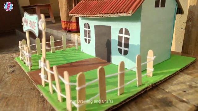 How to Make Mini House with Cardboard | DSK Drawing and Crafts | смотреть онлайн