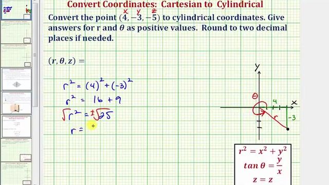 Ex 1: Convert Cartesian Coordinates to Cylindrical Coordinates смотреть онлайн
