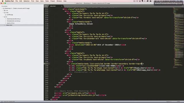 Bootstrap 4: Create a resume and CV page – Card – Contact info смотреть онлайн