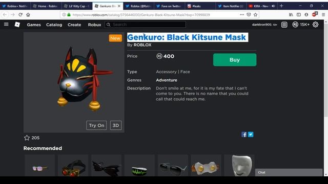 New Lil' Kitty Cap And Genkuro: Black Kitsune Mask | Roblox Labor Day Sale 2019 #17 смотреть онлайн