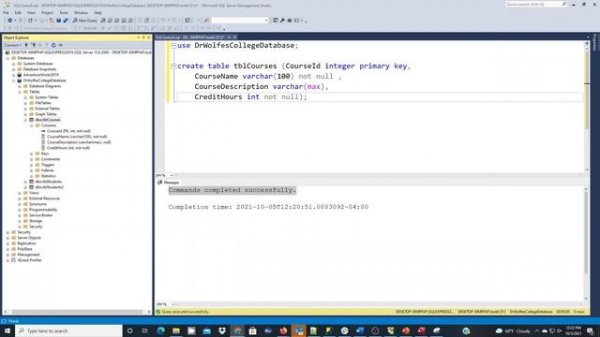 SQL Server Tutorial: Create table (DDL) using SQL Server Management Studio (SSMS)