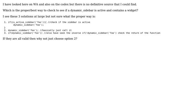 Wordpress: What conditional to use for dynamic sidebar check? смотреть онлайн