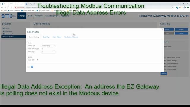 EZ Gateway Modbus to BACnet Troubleshooting смотреть онлайн
