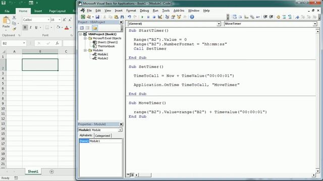 Excel Simple Digital Clock Timer VBA Macro смотреть онлайн