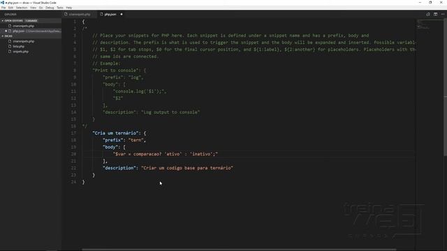 Crie seus snippets PHP no Visual Studio Code смотреть онлайн