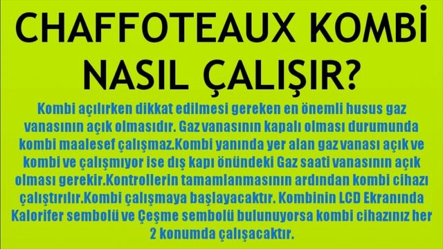 Chaffoteaux Kombi Nasıl Çalışır? Nasıl Kullanılır? смотреть онлайн