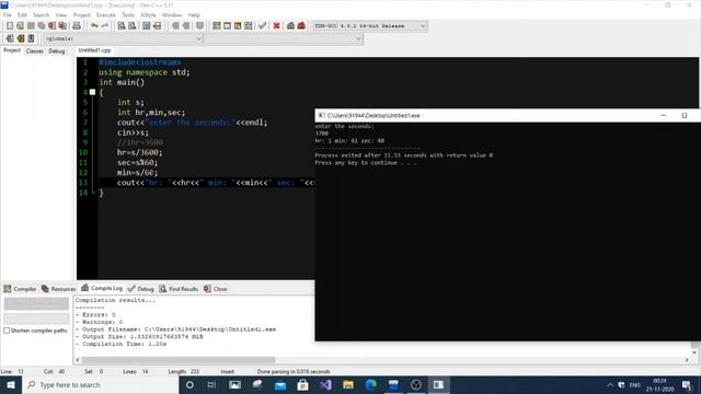 C and C++ program to convert seconds into hours minutes and seconds смотреть онлайн