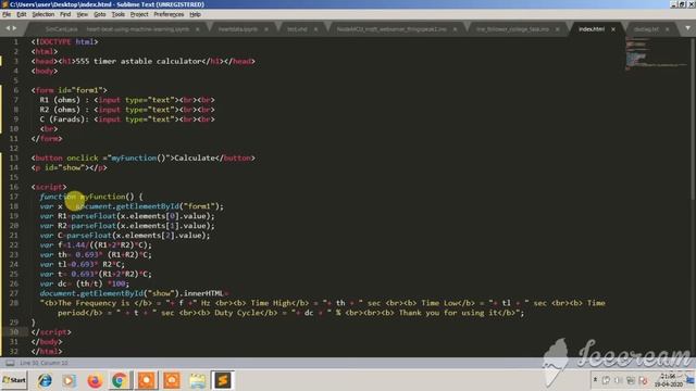 555 TIMER IC ONLINE CALCULATOR USING JAVASCRIPT AND HTML | 555 ASTABLE CALCULATOR смотреть онлайн