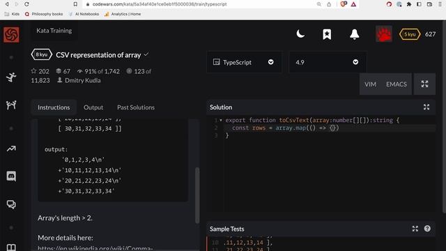 Codewars - Typescript - CSV representation of array смотреть онлайн
