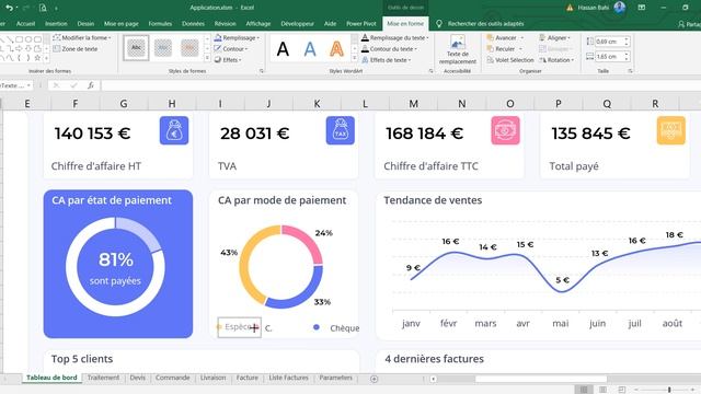 Tableau de bord pour visualiser les indicateurs de suivi des factures | Excel Avancé смотреть онлайн