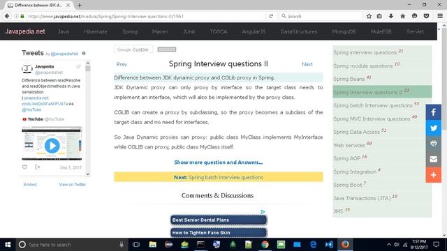 Difference between JDK dynamic proxy and CGLib proxy in Spring.
| javapedia.net смотреть онлайн