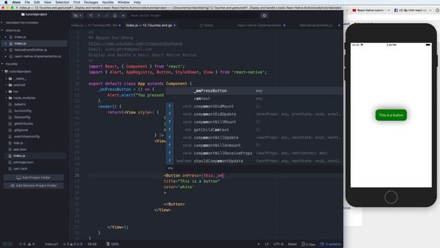 12-Touches and gestures#1.Làm việc với Button trong React Native смотреть онлайн