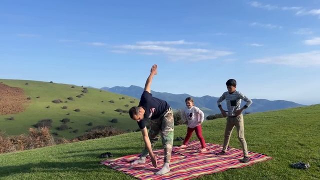 Doing Morning Exercise And Preparing A Bathroom For Cleaning By Nomads