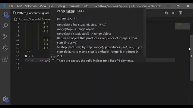Pattern in python - Concentric square number pattern смотреть онлайн