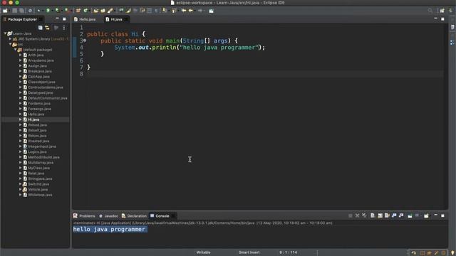 hello world Java Program смотреть онлайн