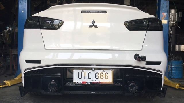 2012 Mitsubishi Lancer EX GTA full exhaust system with dual exits and matte finished carbon tips смотреть онлайн