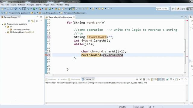 #10 : How to reverse each [every] word in sentence | java programs for selenium interview смотреть онлайн