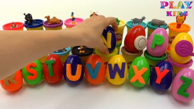 Study english Alphabet opening Surprise eggs with toys смотреть онлайн