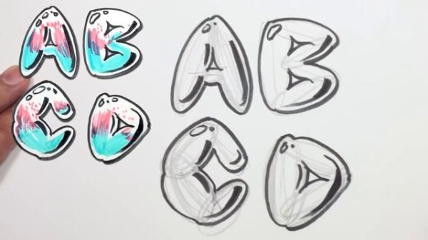Graffiti Letters Alphabet - Bubble Letters Alphabet A B C D - MAT